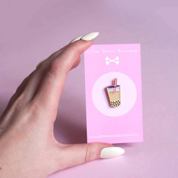 Bubble Tea Boba Enamel Pin - Picture 3 of 3